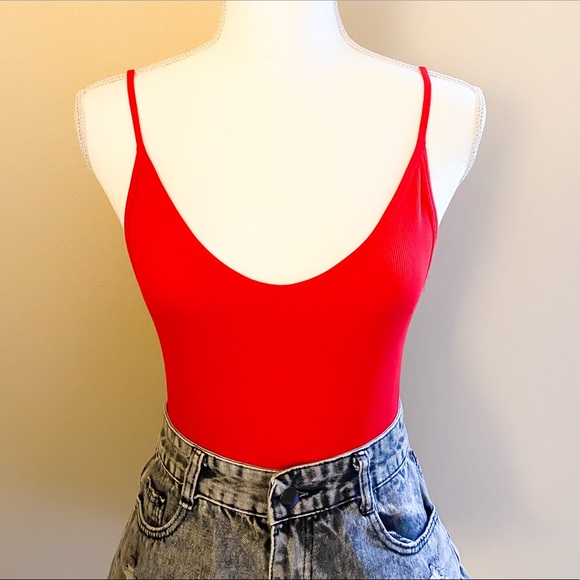 Forever 21 Tops - Red Seamless Ribbed Bodysuit
